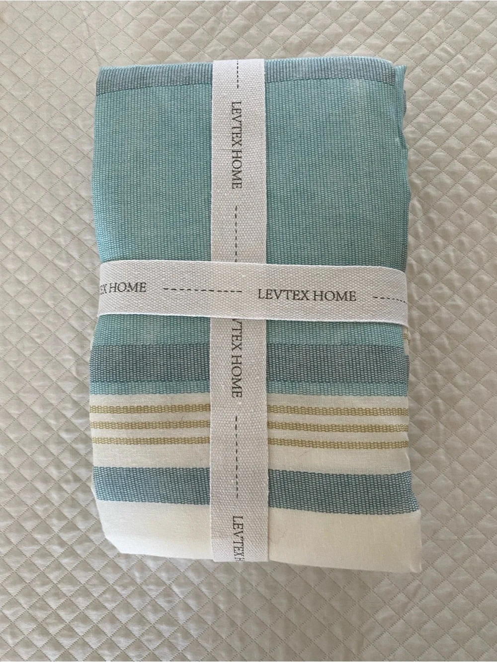 Levtex Home Striped Shower Curtain Panel in Aqua and Cream ( Blue Maui)
